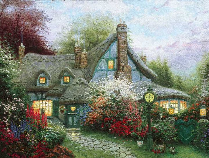 Sweetheart Cottage painting - Thomas Kinkade Sweetheart Cottage art painting